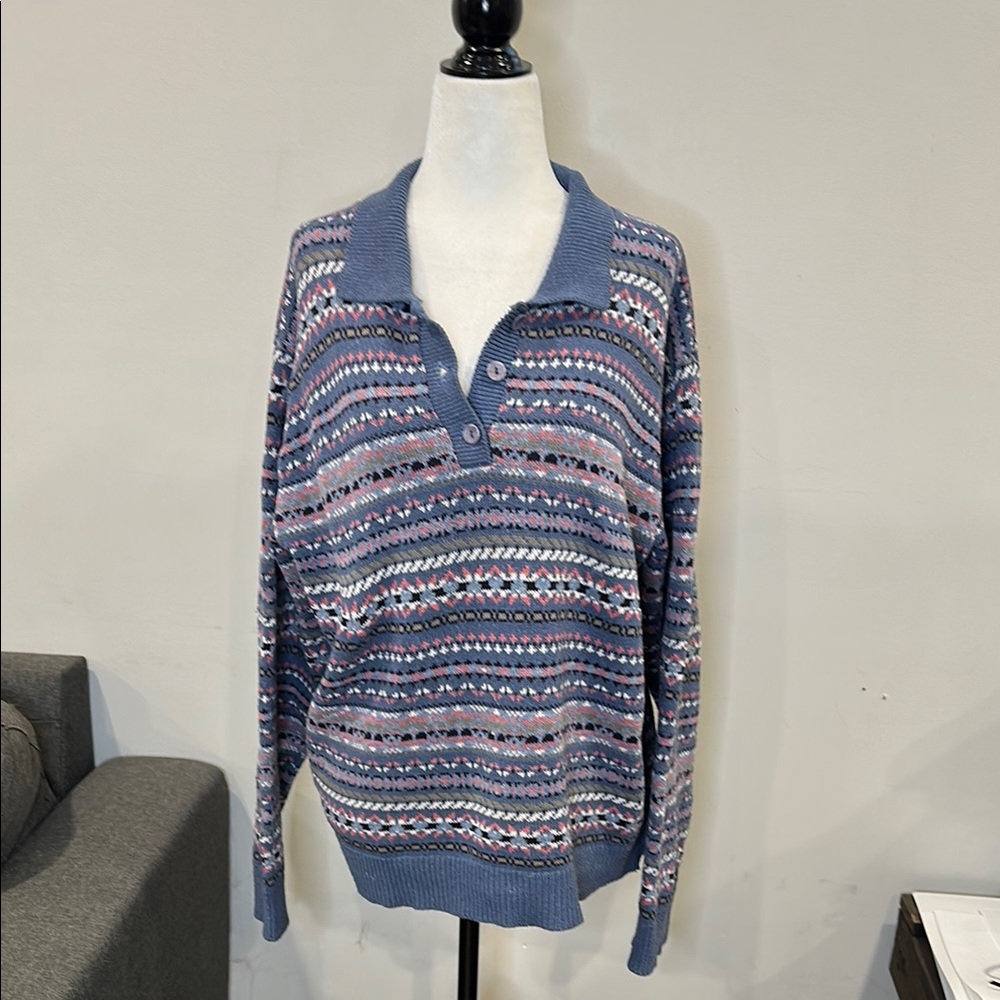 Vintage Northern Reflections Fair Isle Blue Patterned Women's Sweater